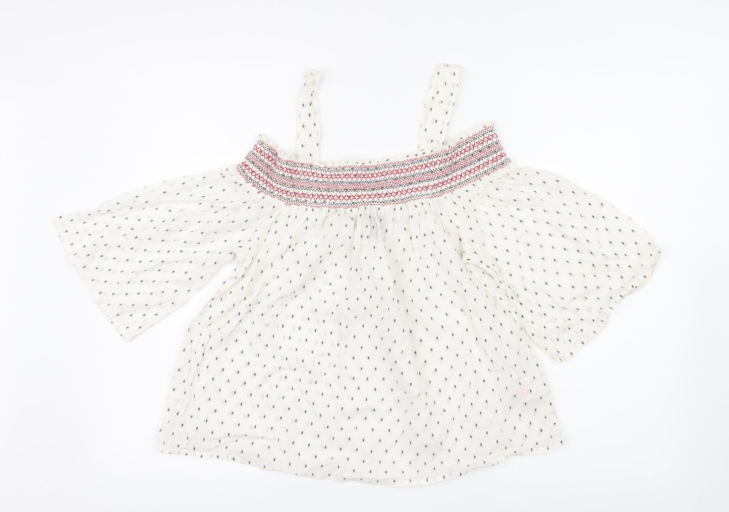 New Look Womens White Geometric  Basic Blouse Size 12