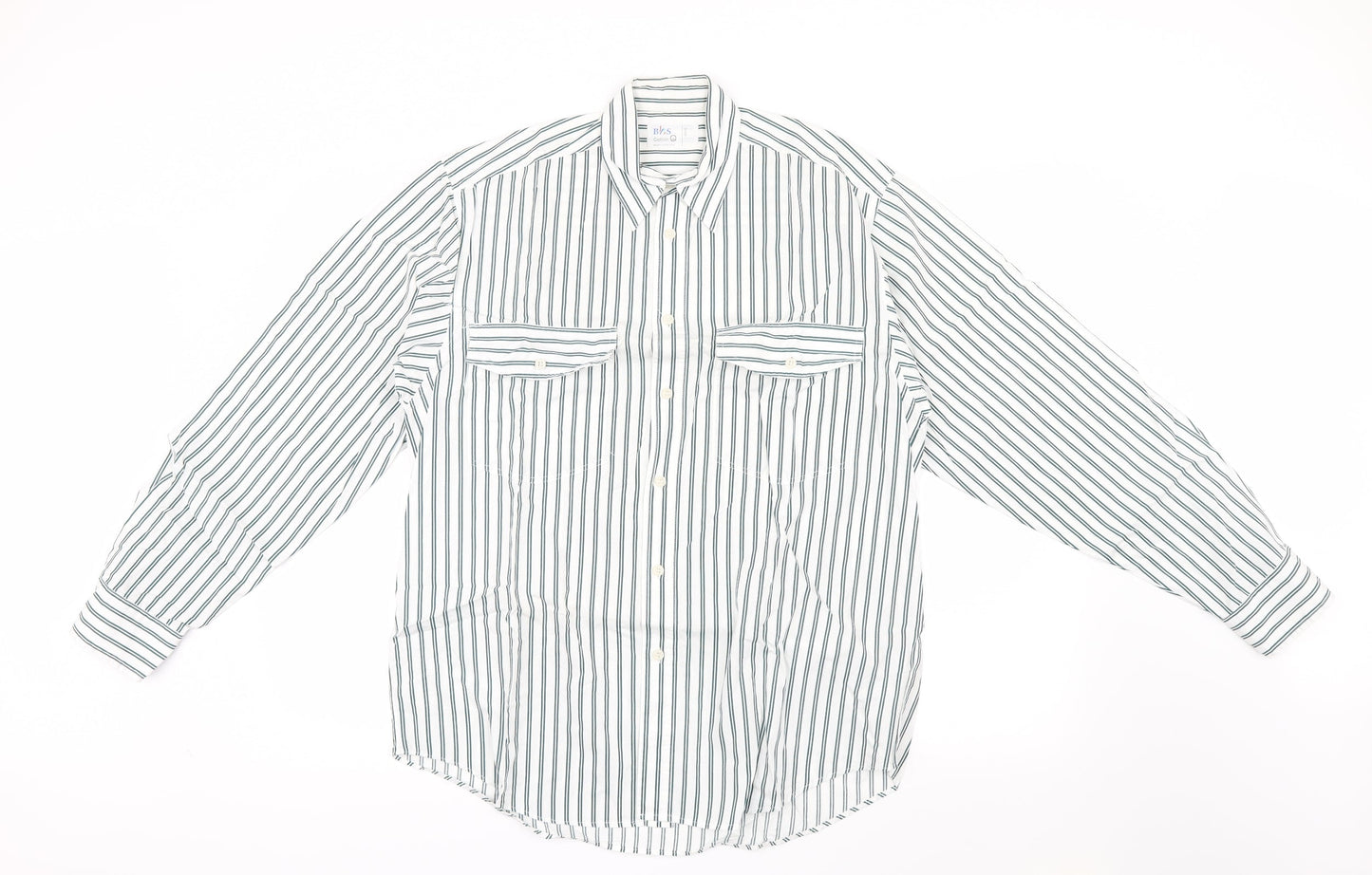 BHS Mens Green Striped   Button-Up Size S