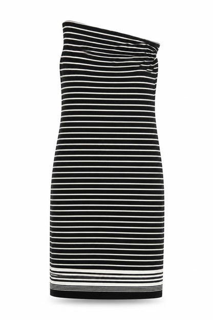 Max Studio Womens Black Striped  T-Shirt Dress  Size L