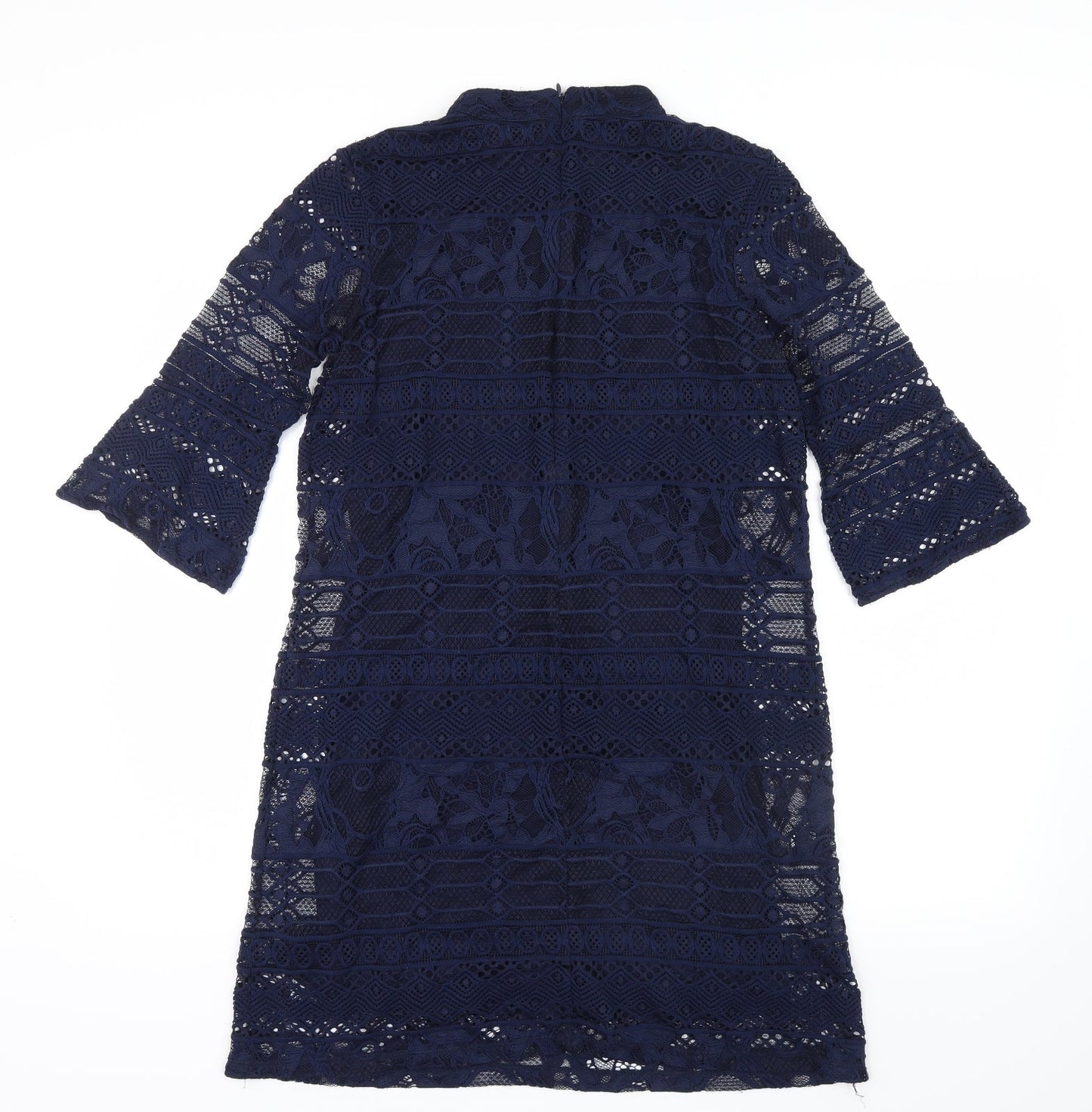 Warehouse Womens Blue Geometric Lace Mini  Size 10
