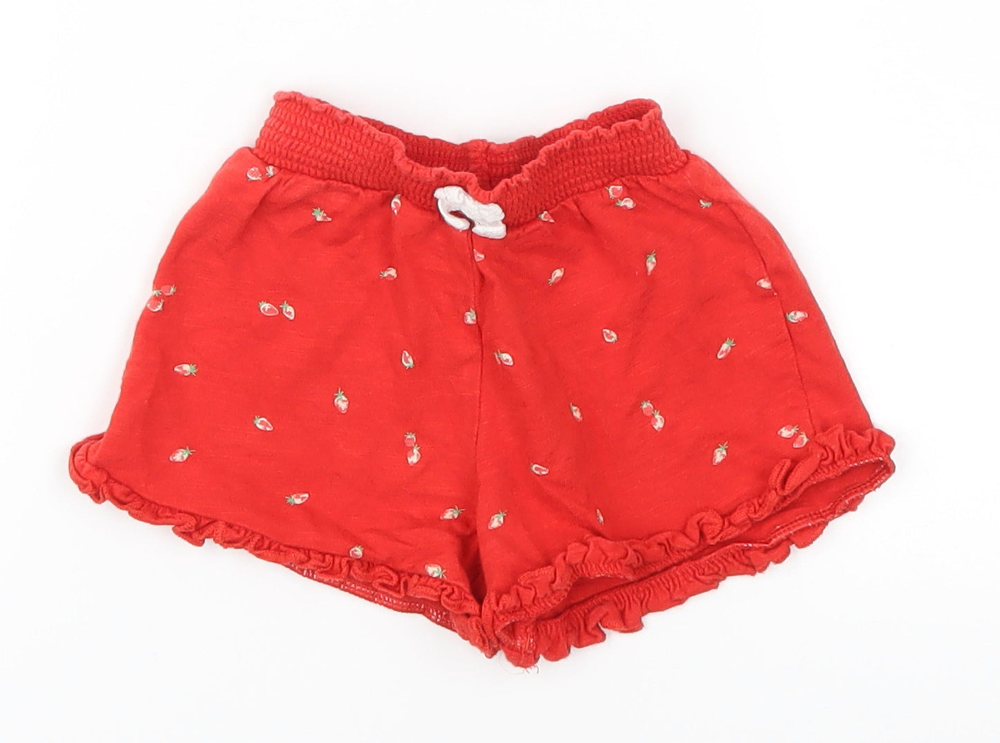 Mothercare Girls Red   Cropped Trousers Size 6-9 Months  - Strawberries