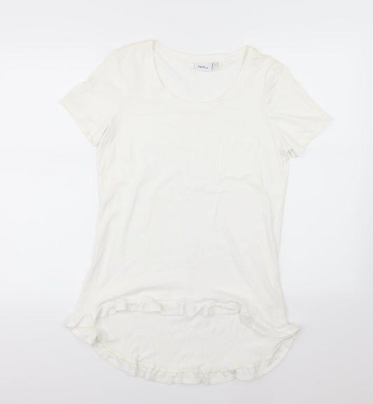 NEXT Womens White  Jersey Basic T-Shirt Size 8  - Dipped Hem