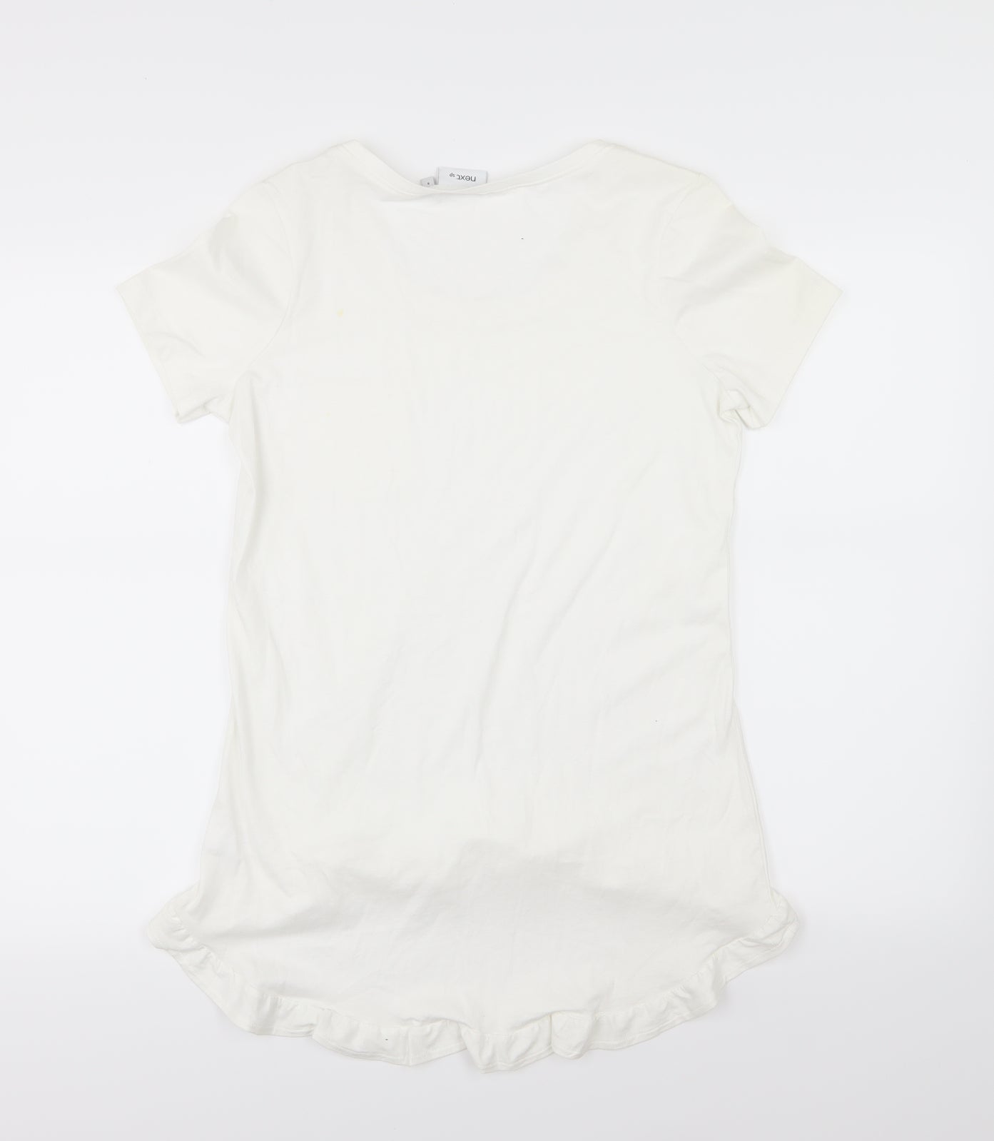NEXT Womens White  Jersey Basic T-Shirt Size 8  - Dipped Hem