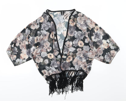 Additional front view of Izabel women’s multicoloured floral chiffon kimono blouse, size UK 10