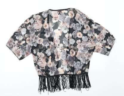 Back view of Izabel women’s multicoloured floral chiffon kimono blouse, size UK 10