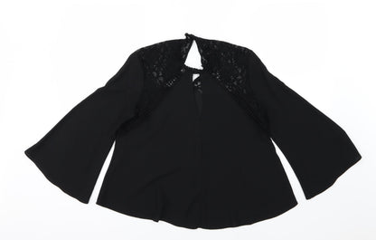 Front view of Miss Selfridge women’s black basic blouse, size UK 8