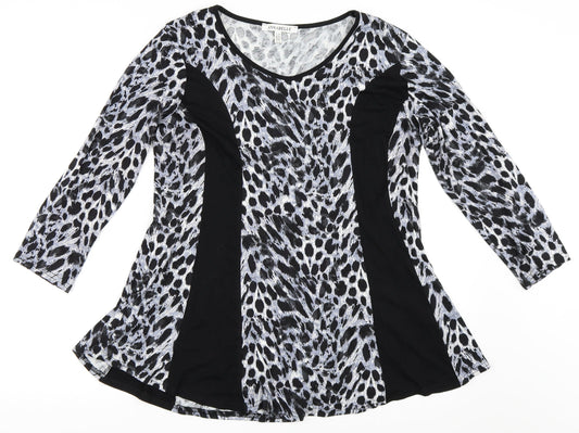 Annabelle Womens Black Animal Print  Basic T-Shirt Size 16