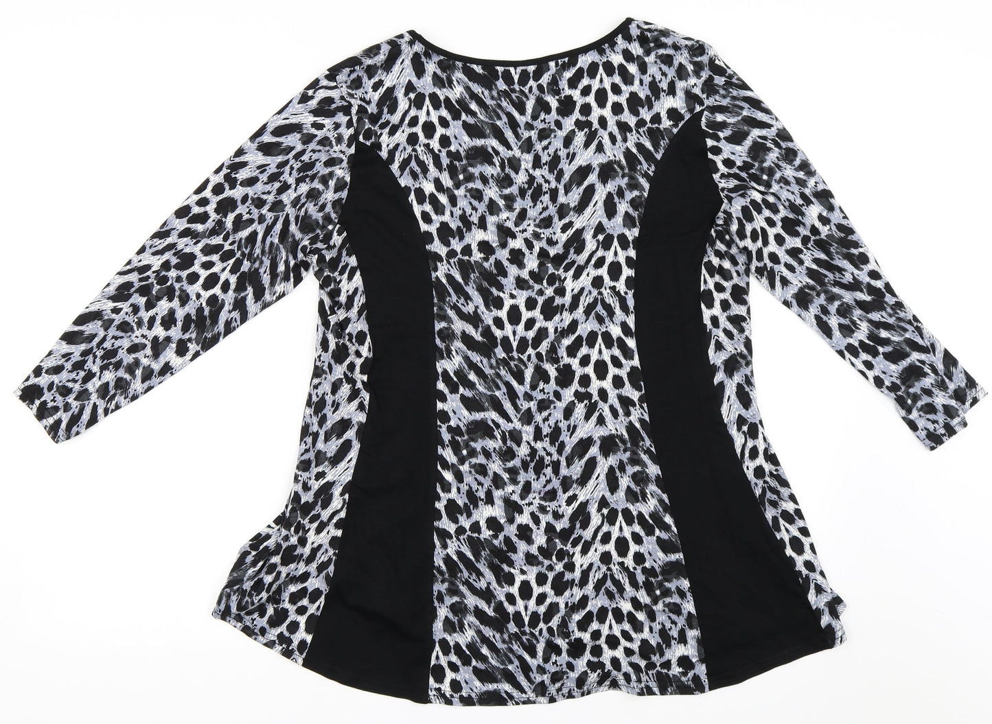Annabelle Womens Black Animal Print  Basic T-Shirt Size 16
