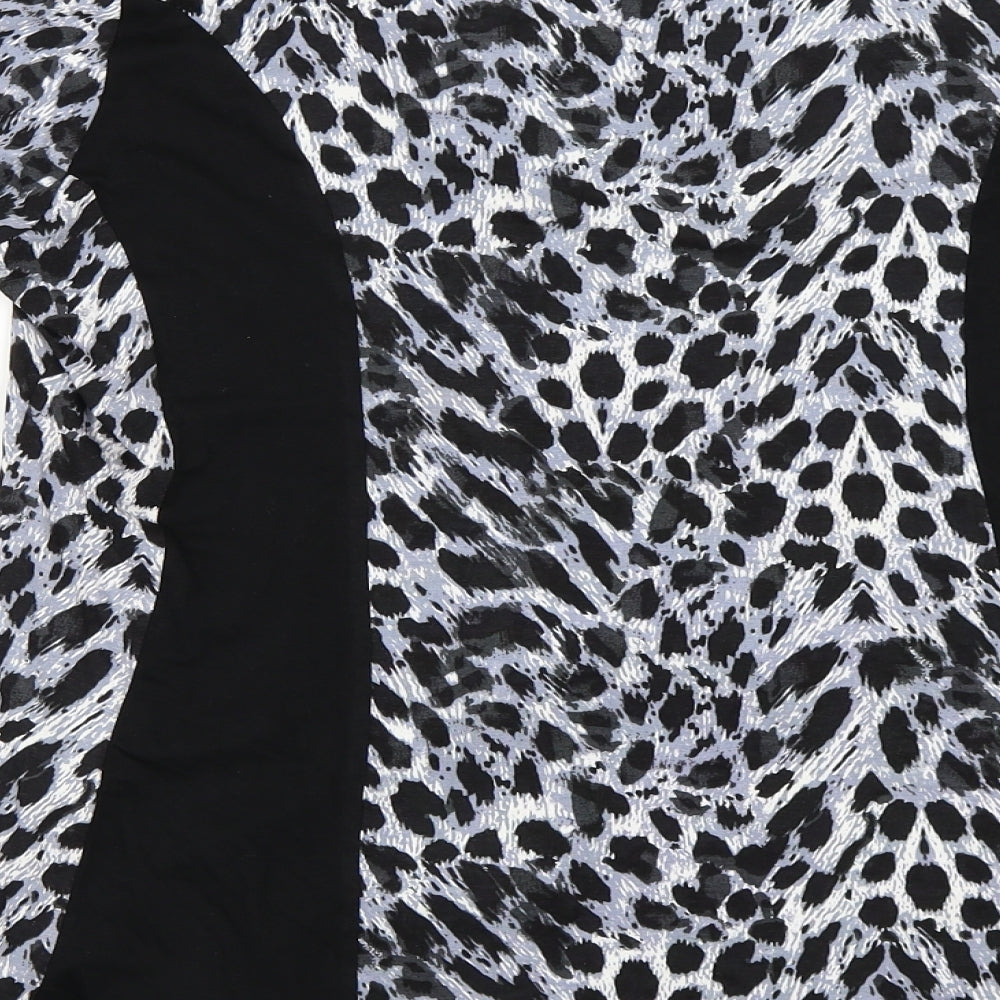 Annabelle Womens Black Animal Print  Basic T-Shirt Size 16