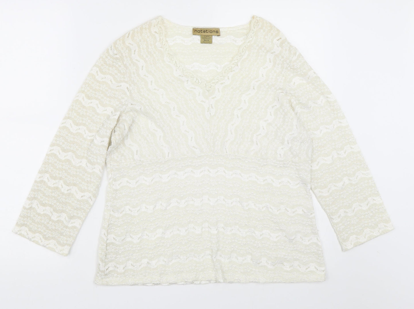 Notations Womens Ivory   Basic Blouse Size XL