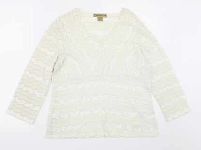 Additional front view of Notations women’s ivory basic blouse, size XL