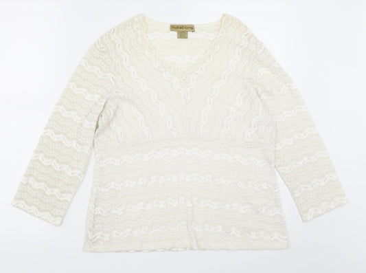 Notations Womens Ivory   Basic Blouse Size XL