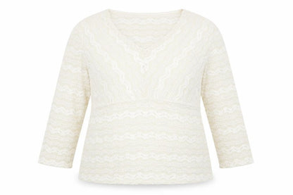 Front view of Notations women’s ivory basic blouse, size XL