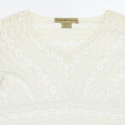 Close-up detail of Notations women’s ivory basic blouse, size XL