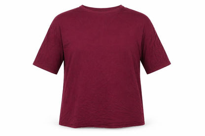 Front view of Atmosphere women’s purple jersey basic t-shirt, size UK 10