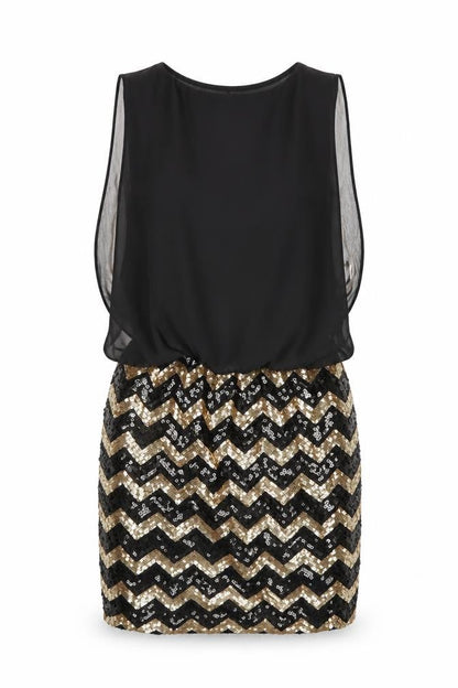 New Look Womens Black Striped Chiffon Mini  Size 10