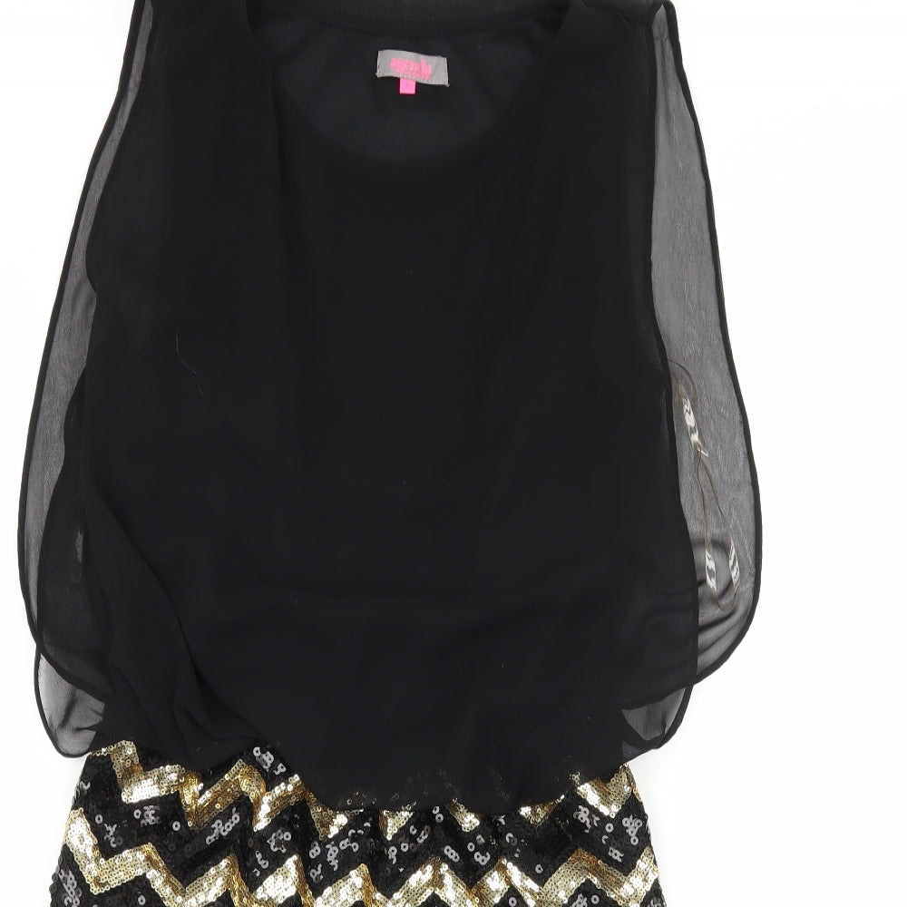 New Look Womens Black Striped Chiffon Mini  Size 10