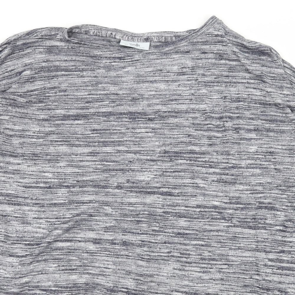 Wallis Womens Blue Striped  Basic T-Shirt Size S  - Asymmetric Hem