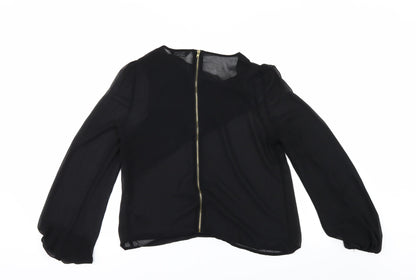 Back view of Miss Selfridge women’s black tunic blouse, size UK 10