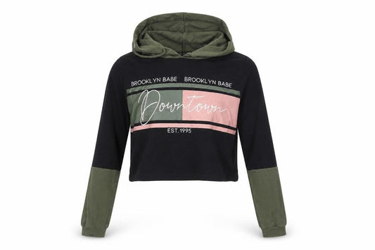 Front view of Select women’s black full zip hoodie, size UK 6