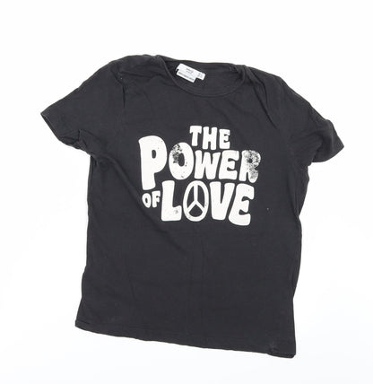 Additional front view of Mango women’s black basic t-shirt, size S