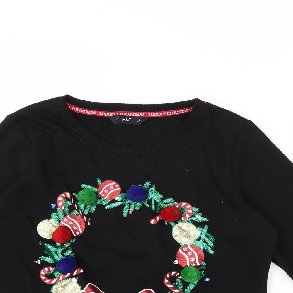 F&F Womens Black   Pullover Sweatshirt Size 12