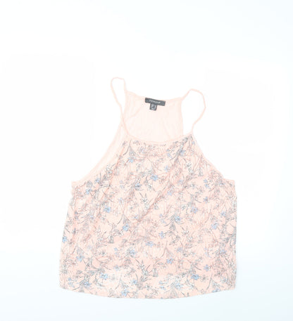 Front view of Primark women’s pink floral basic blouse, size UK 16