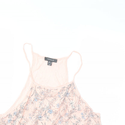 Close-up detail of Primark women’s pink floral basic blouse, size UK 16