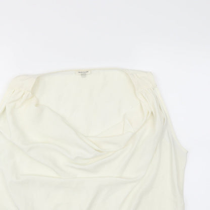 Close-up detail of River Island women’s ivory basic blouse, size UK 16