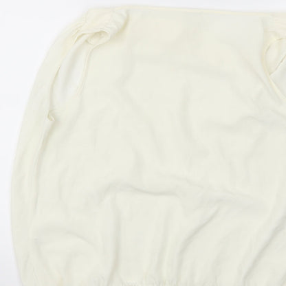 Brand and care label for River Island women’s ivory basic blouse, size UK 16