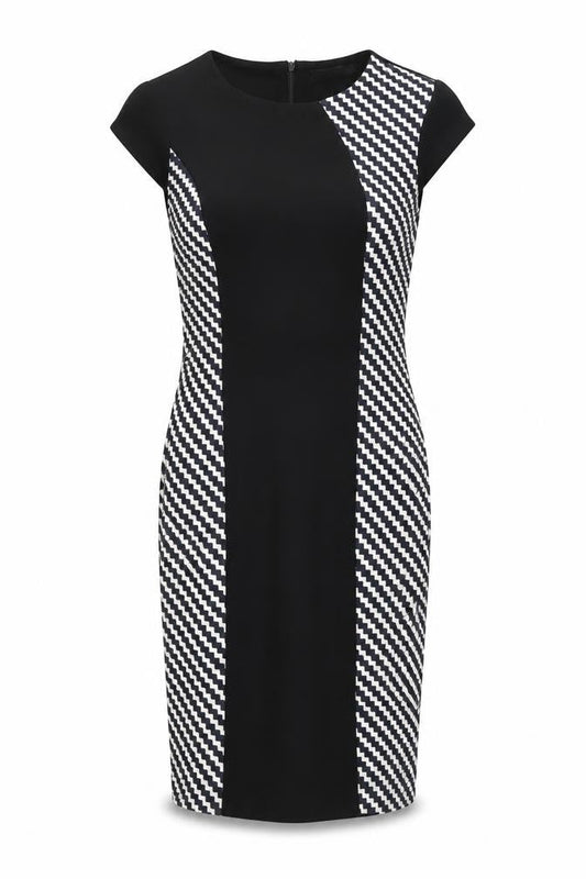 Collection London Womens Black Geometric  Pencil Dress  Size 8