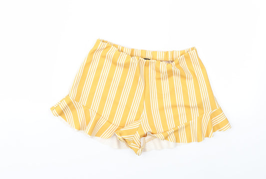 New Look Girls Yellow Striped  Bermuda Shorts Size 10 Years