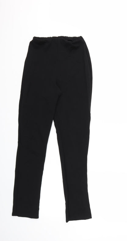 Additional front view of PRETTYLITTLETHING women’s black trousers, size UK 10, 27-inch leg