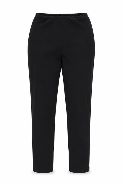 Front view of PRETTYLITTLETHING women’s black trousers, size UK 10, 27-inch leg