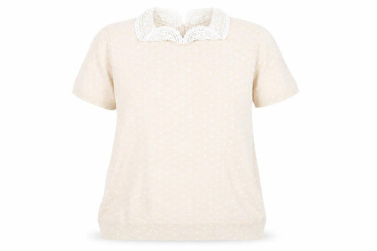 Front view of Marks & Spencer women’s beige jumper, size UK 16
