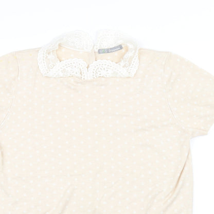 Close-up detail of Marks & Spencer women’s beige jumper, size UK 16
