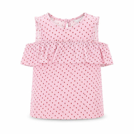Front view of Primark girls’ pink basic blouse, size 6-7, years