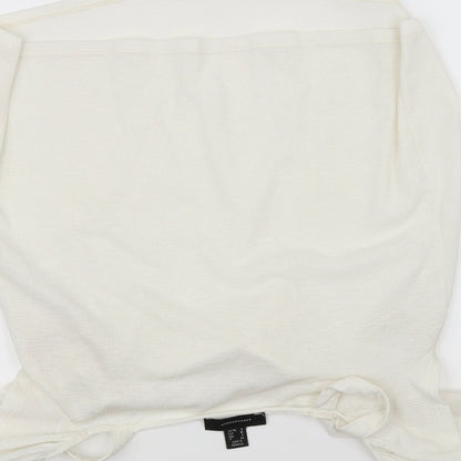 Brand and care label for Atmosphere women’s white basic blouse, size UK 8