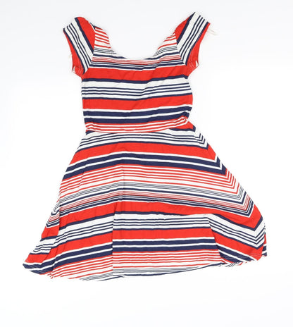 Back view of Atmosphere women’s red striped bodycon, size UK 8