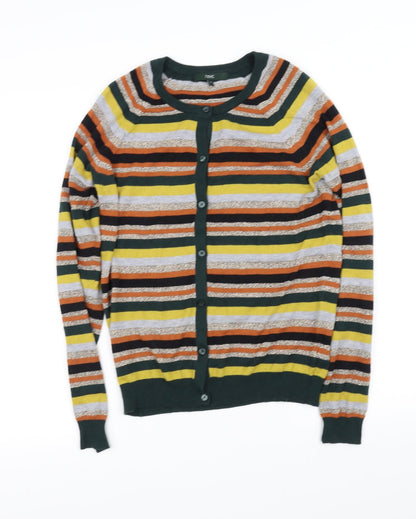 Additional front view of Next women’s multicoloured striped cape jumper, size UK 10