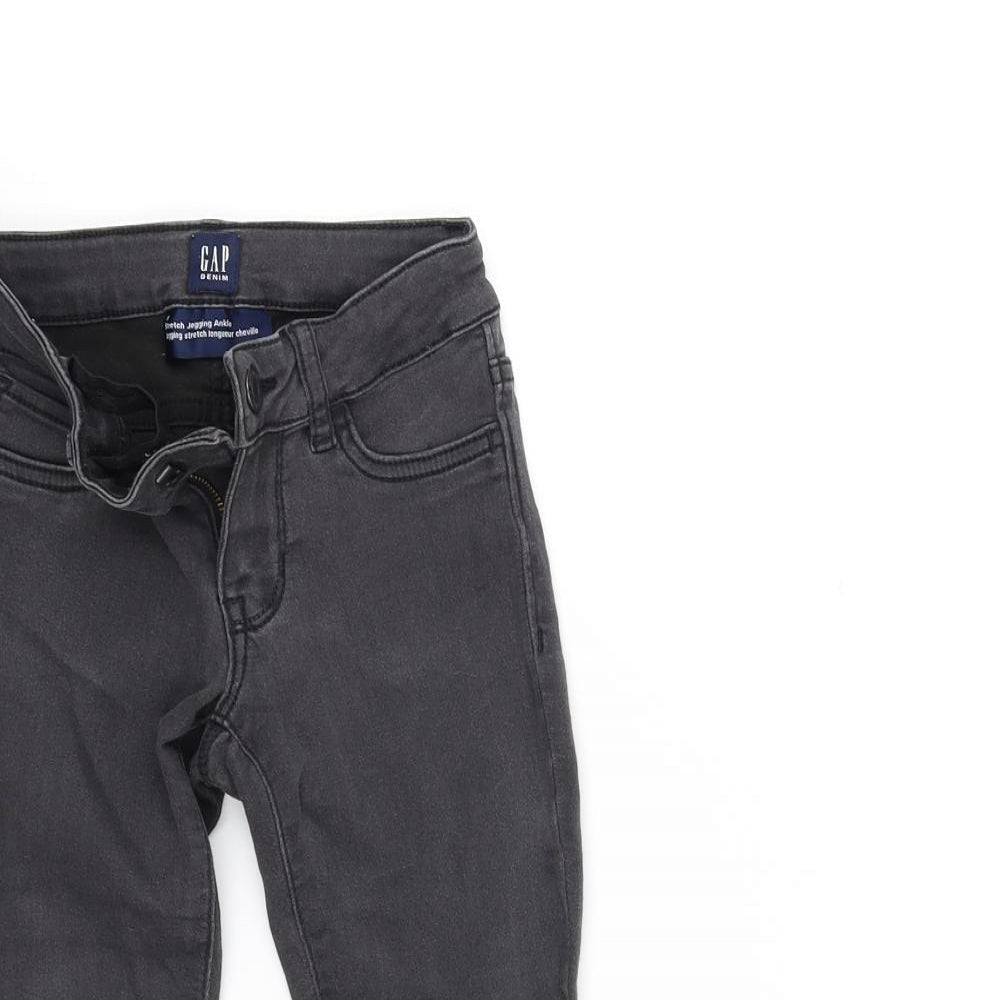 Close-up detail of Gap girls’ grey skinny jeans, size 5, years
