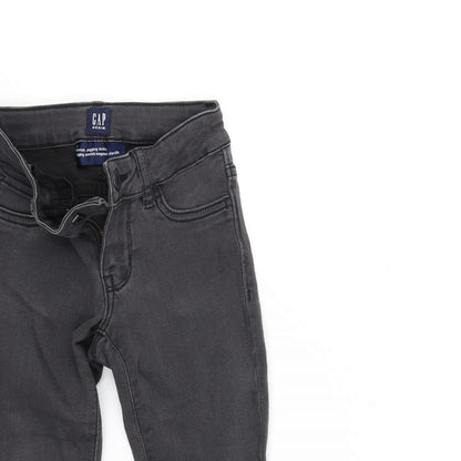 Close-up detail of Gap girls’ grey skinny jeans, size 5, years