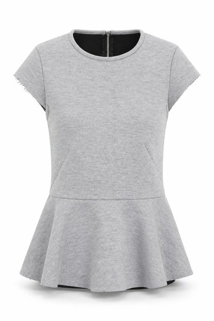 Front view of H&M women’s grey basic t-shirt, size UK 4