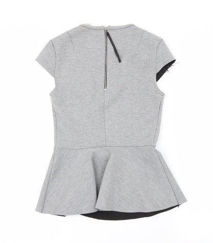 Back view of H&M women’s grey basic t-shirt, size UK 4