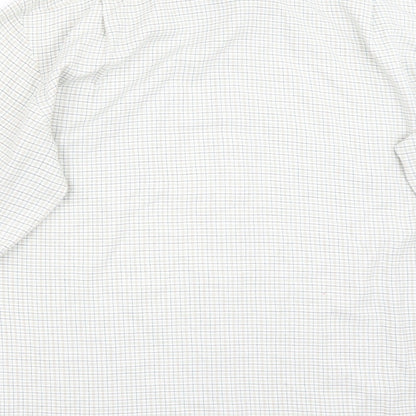 Brand and care label for Littlewoods men’s white button-up, size 16