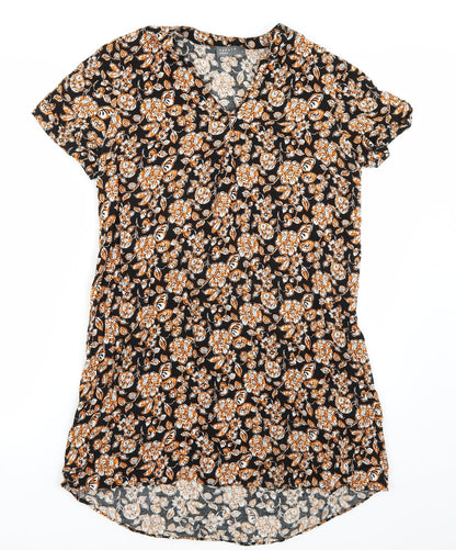 Additional front view of Papaya women’s black floral a-line, size UK 10