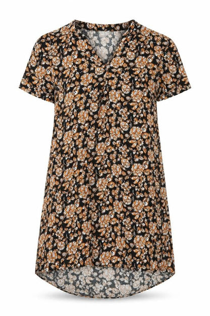 Front view of Papaya women’s black floral a-line, size UK 10