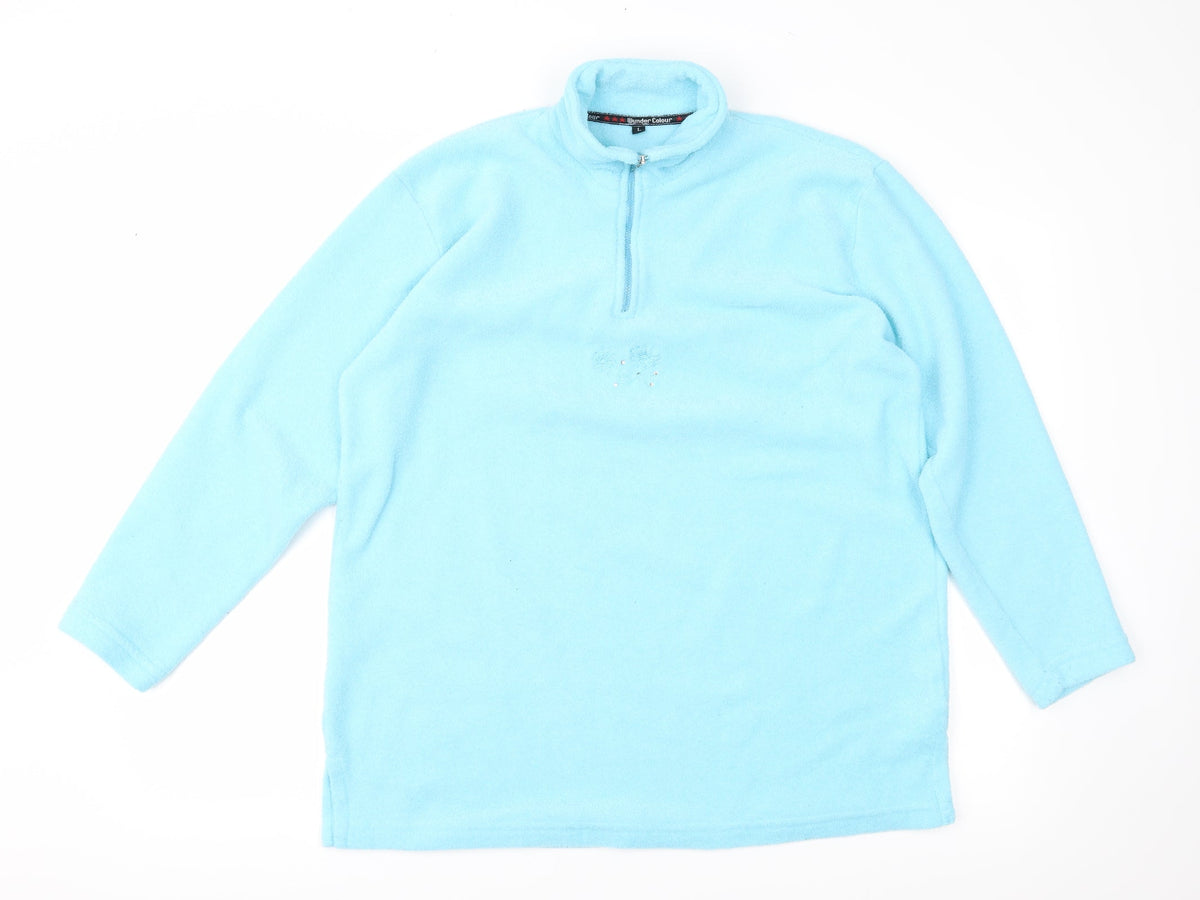 Additional front view of Wunder Colour women’s blue fleece jacket, size L