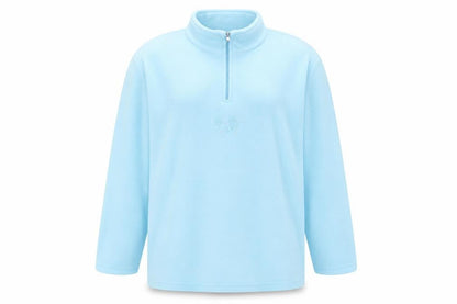 Front view of Wunder Colour women’s blue fleece jacket, size L