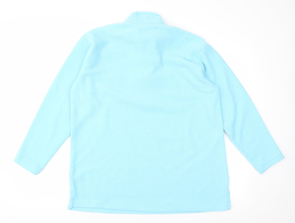 Back view of Wunder Colour women’s blue fleece jacket, size L